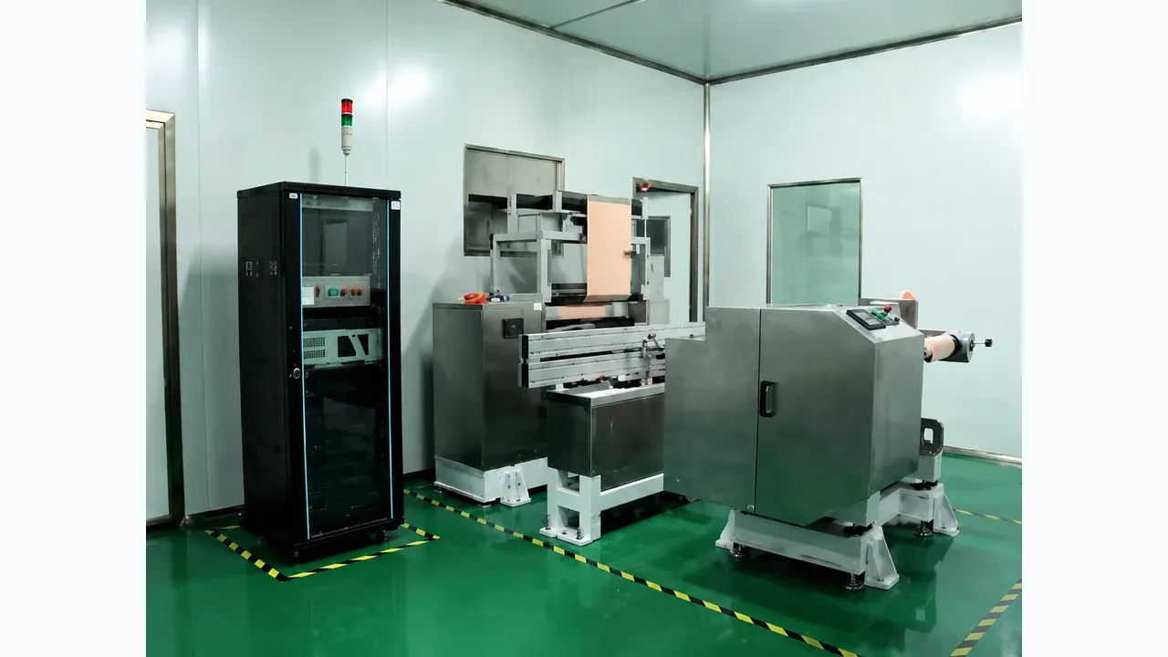 In-line laser thickness measurement and CCD visual inspection equipment for battery electrodes